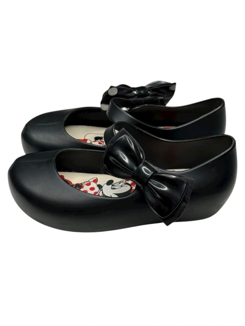 Mini Melissa 𖠌 Minnie Mouse Disney Ultra Bow Jelly Flat Shoes 𖠌 Black 𖠌 Girls 10